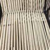 Wrought iron armchair, brass & scoubidou, France 1950s