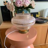 Pink and gold globe lamp - Clichy glass