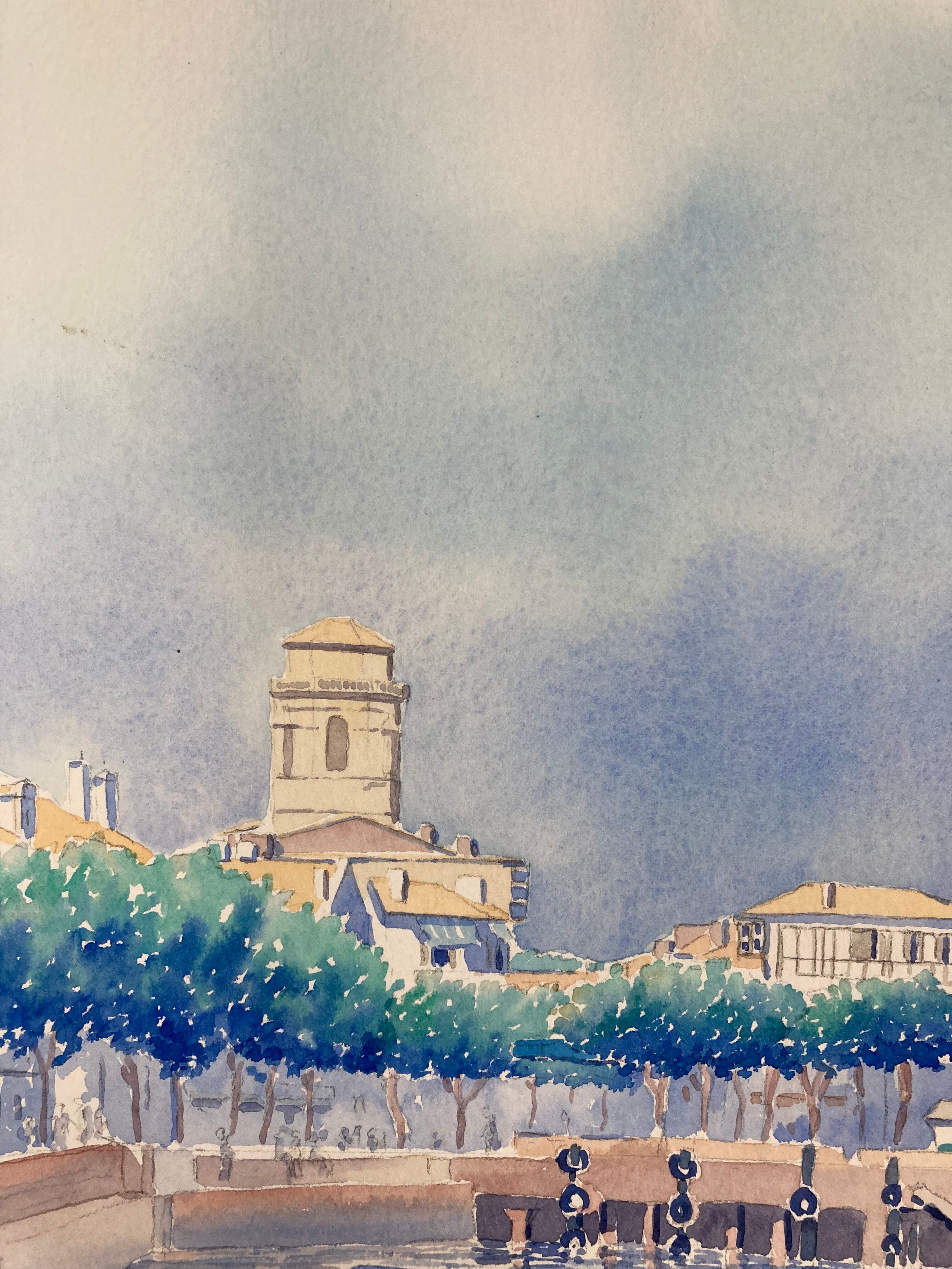 Aquarelle Marine Vintage Port de Saint-Jean-de-Luz