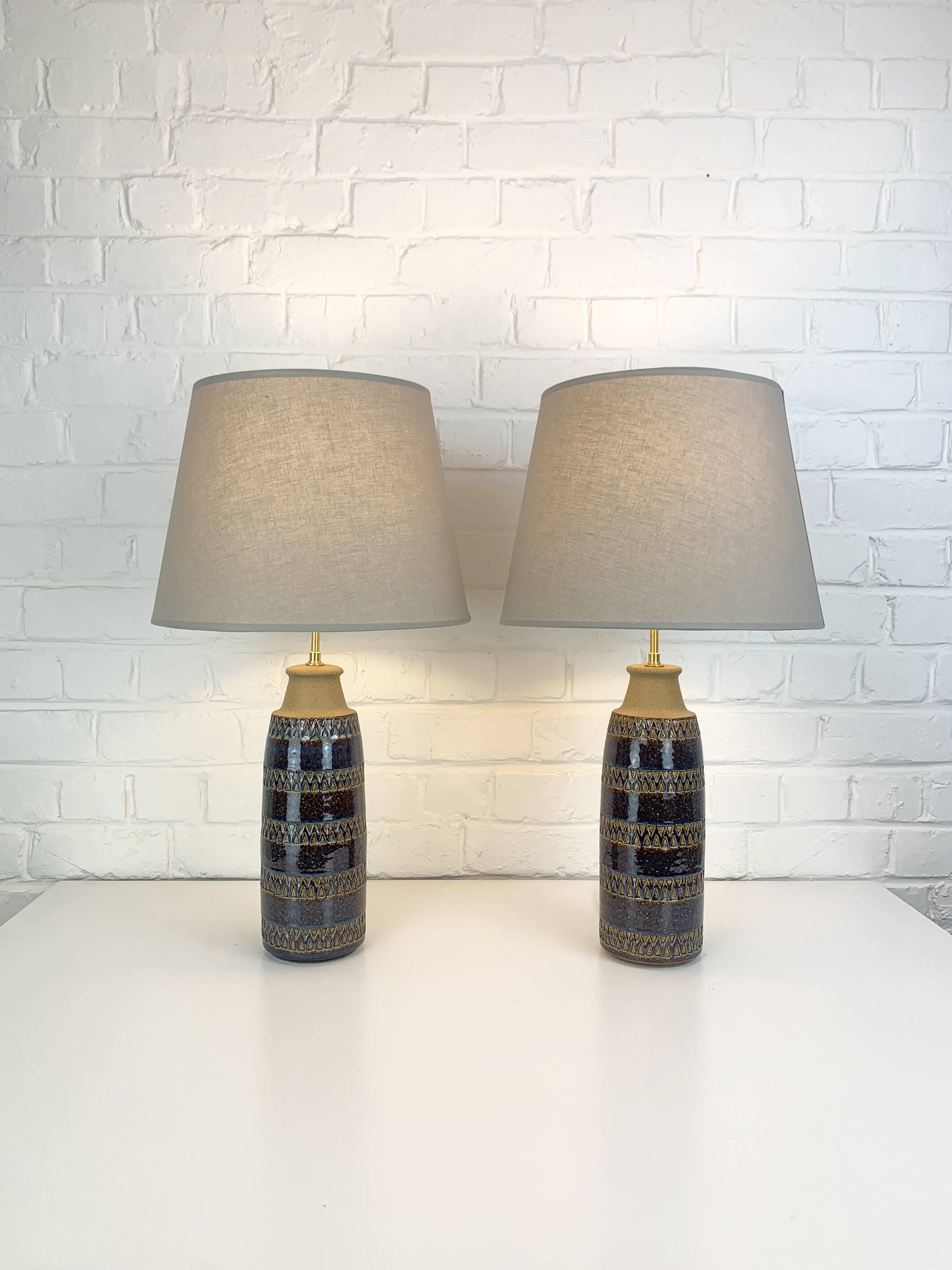 Pair of Erling Mortensen ceramic table lamps, Soholm, Denmark, 1960s