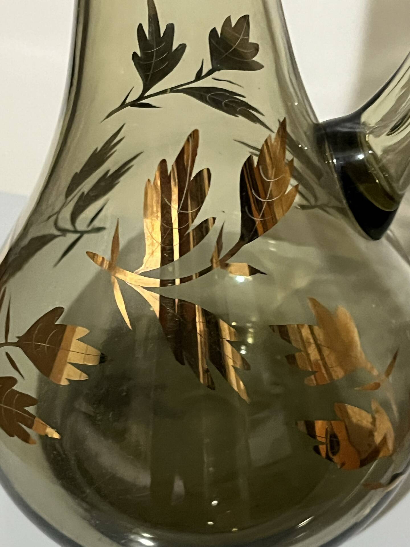 Vintage smoked glass jug / carafe with gilding – Vianne glassware