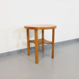 Guéridon vintage en bois clair des années 50 60