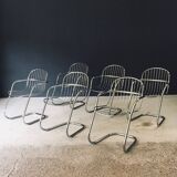 Mid-Century Modern Chrome Dining Chairs by Gastone Rinaldi, Italy, 1970s, Set of 6