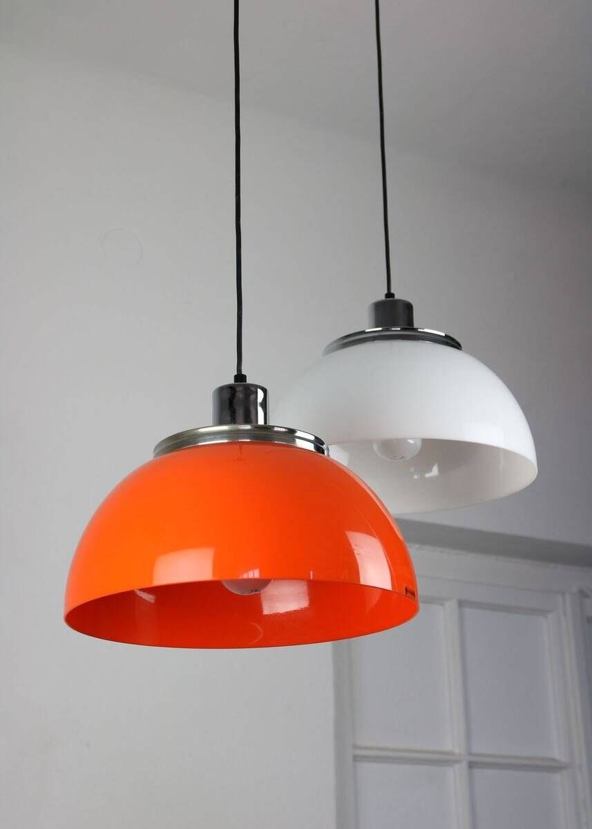 Vintage 2240 Faro pendant lamp by Luigi Massoni for Guzzini & Meblo, 1960s, set of 2