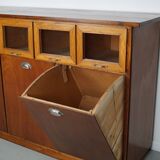Vintage Dutch Beech & Oak Haberdashery Shop / Grain Cabinet, 1950s