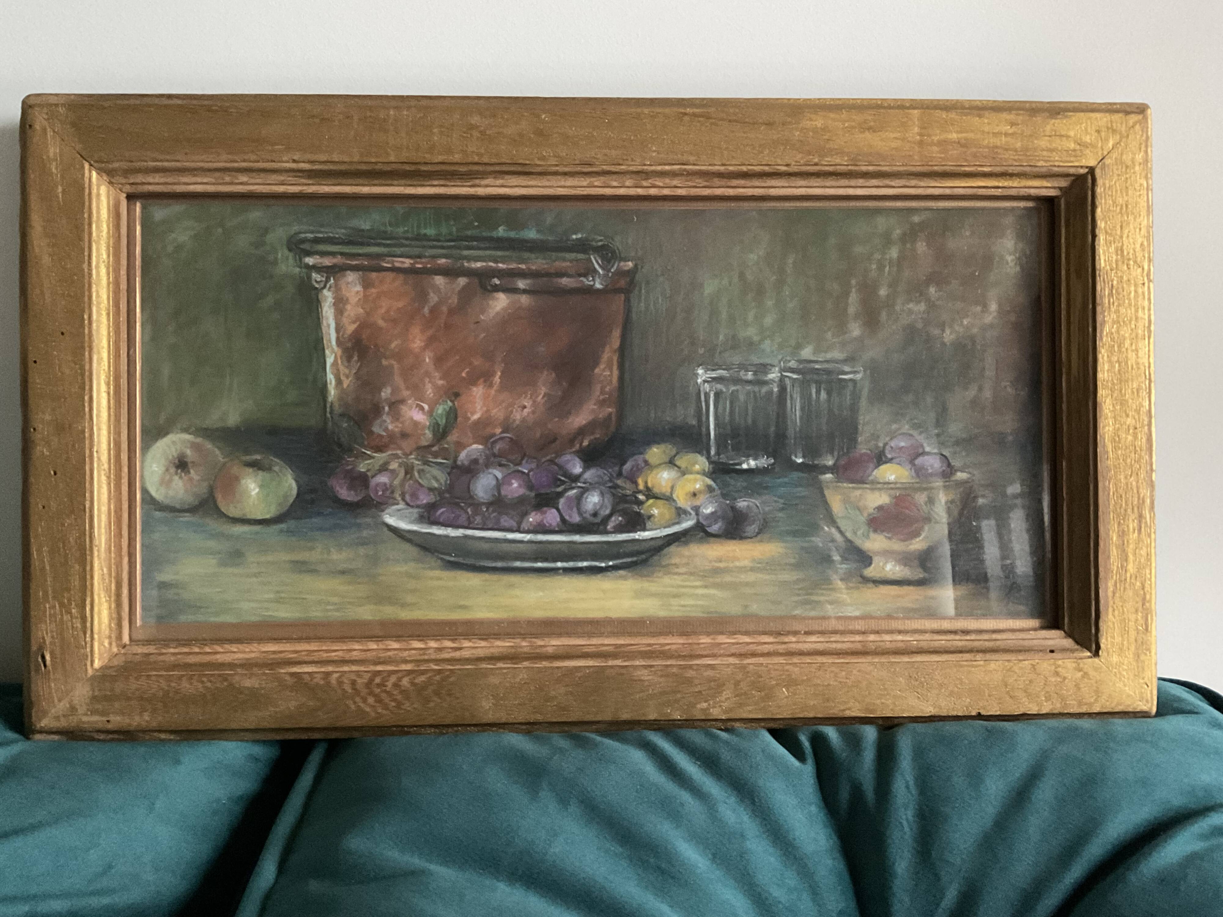 Tableau Nature morte aux fruits et pots de confiture
