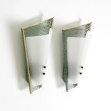 Pair of beautiful mint green Mid Century Modern perforated sheet metal wall