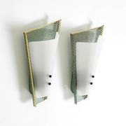 Pair of beautiful mint green Mid Century Modern perforated sheet metal wall