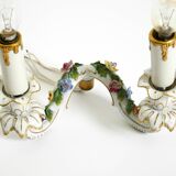 Beautiful hand-painted Mid Century porcelain wall lamp