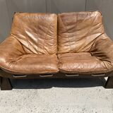 Brutalist sofa in elm and rope stitching circa 1960