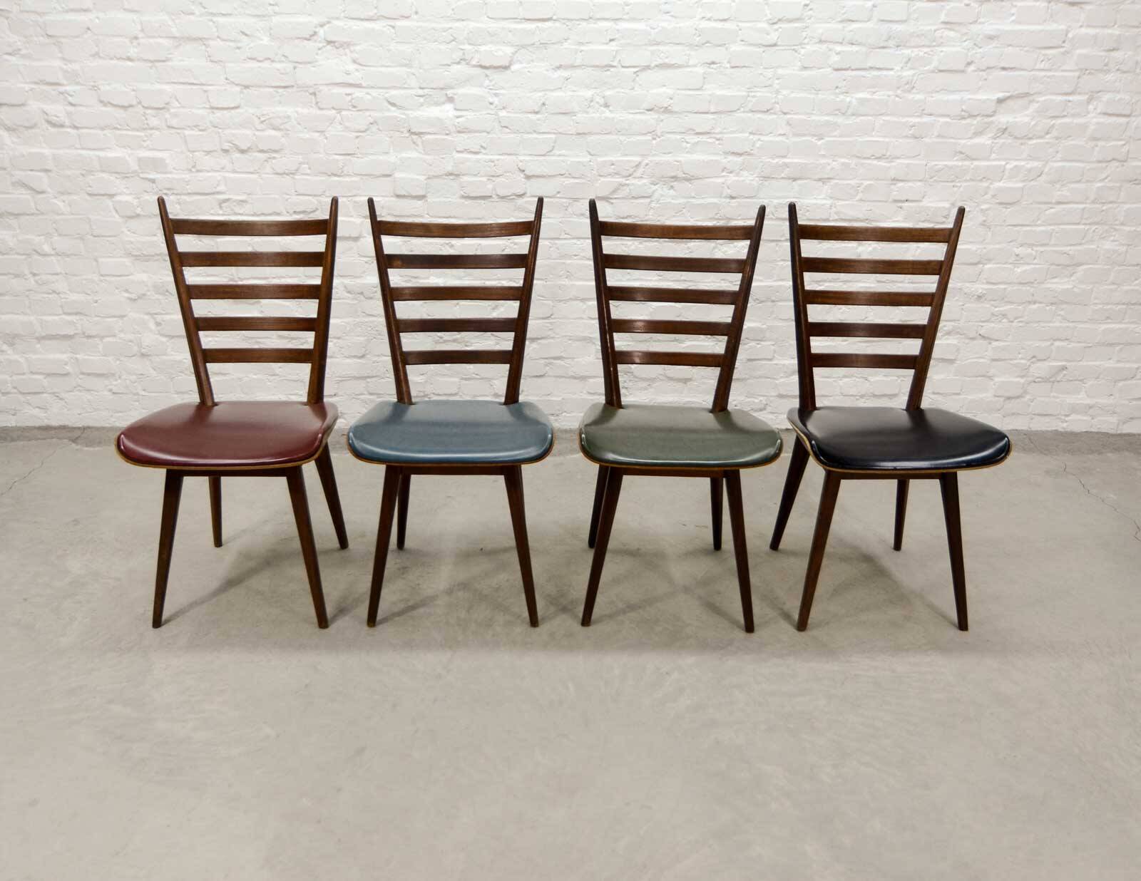 'Quattro Colori' Teak and Leatherette Dining Chairs