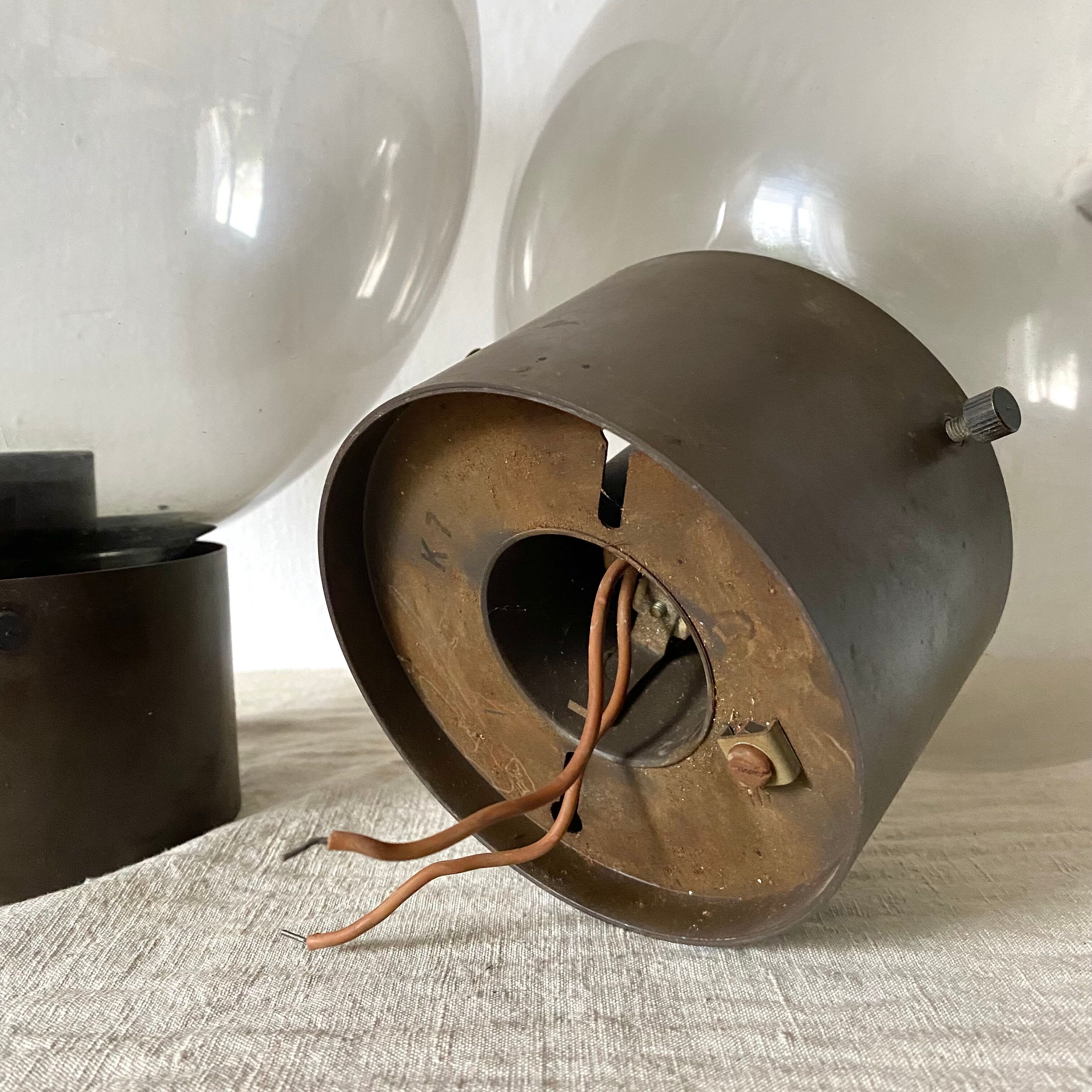Plafonniers vintage globes en verre fumé