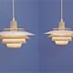 Set of 2 Danish multi coloured pendants in white and beige by Jeka, 1970s