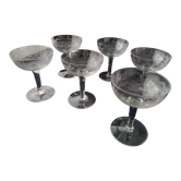 Set de 6 coupes à champagne en verre décor guilloché vintage