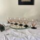 6 petits verres à vin ou à eau art déco rose et pied noir 7 cl