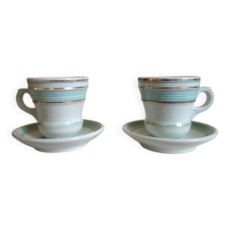 Paire de tasses brulot porcelaine épaisse fin XIXème