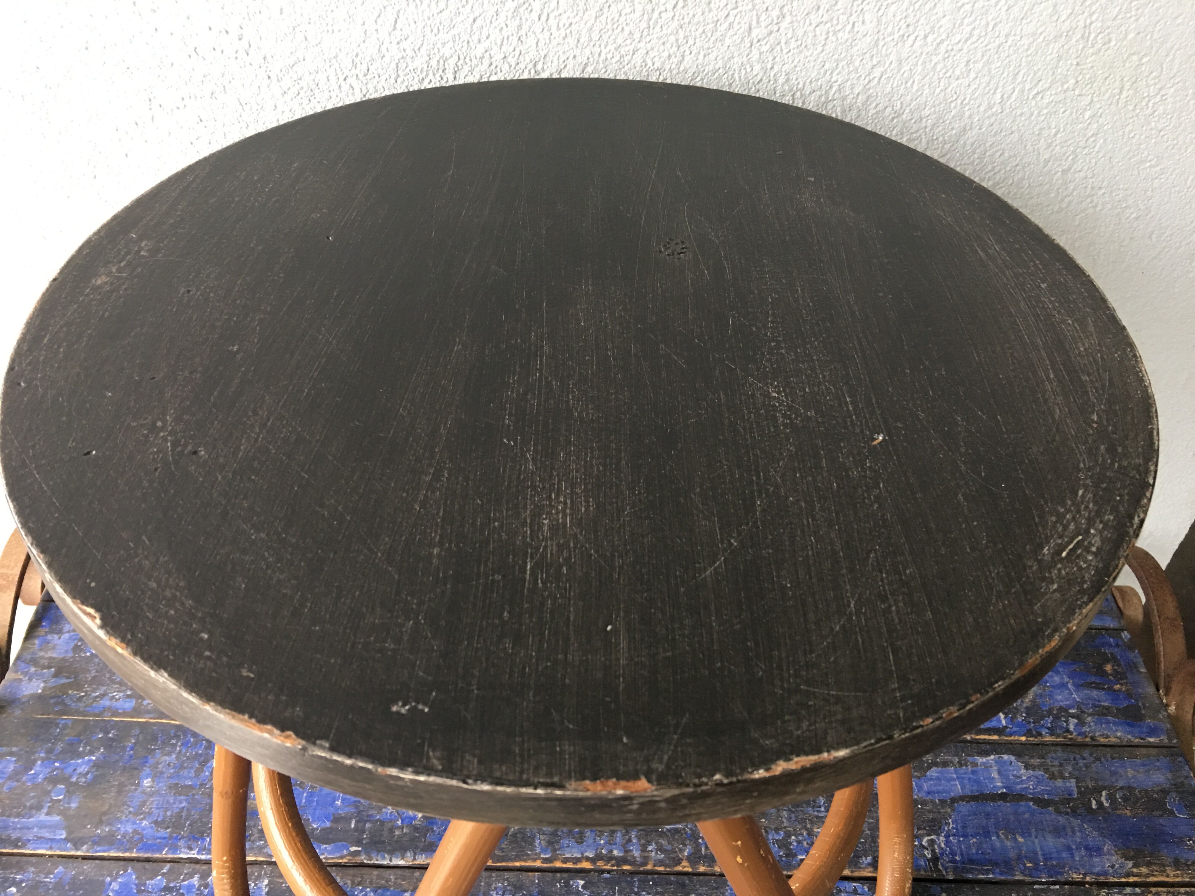 Gueridon, vintage two-coloured rattan coffee table