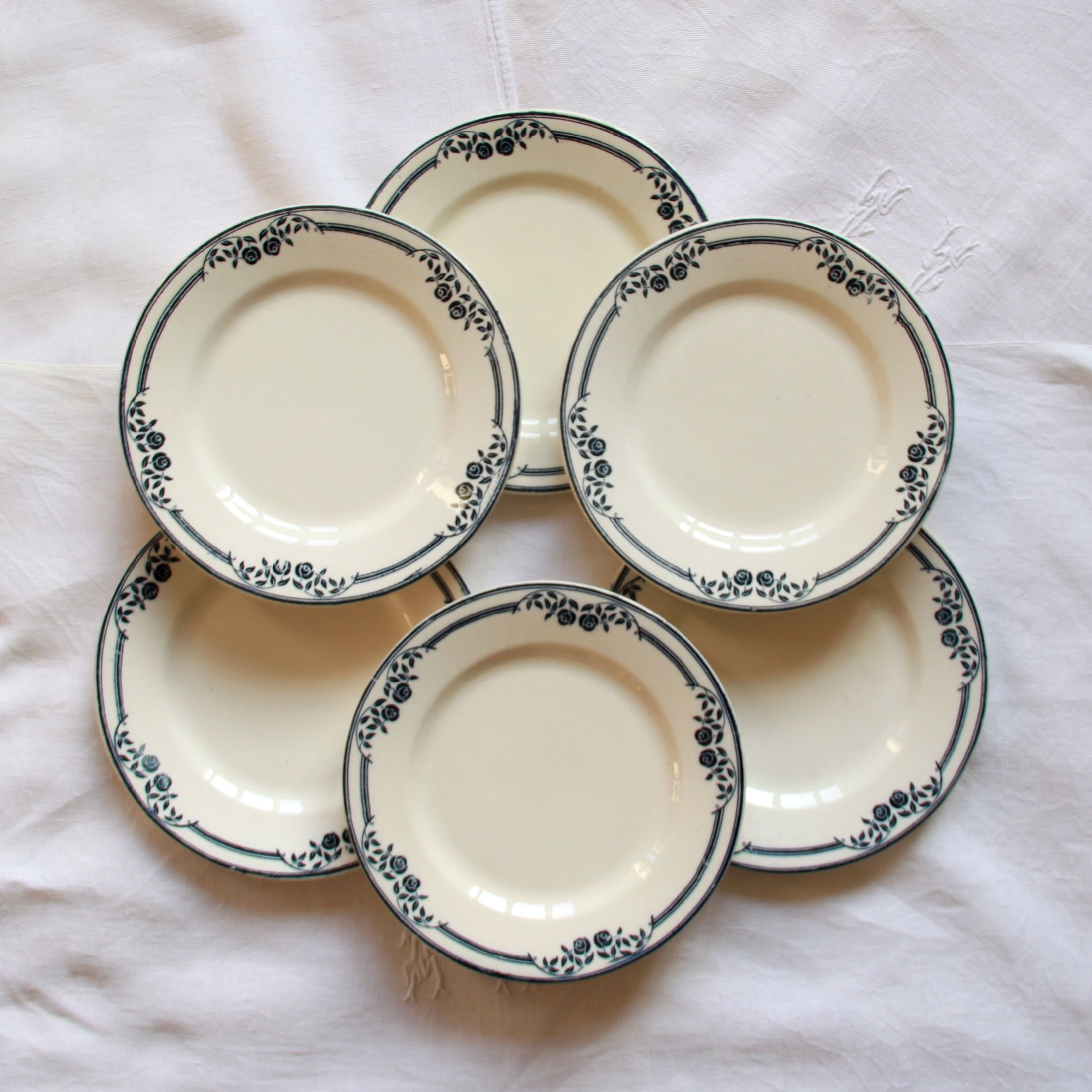 Set of 6 dessert plates earth of iron earth old Salins model Saussure EC