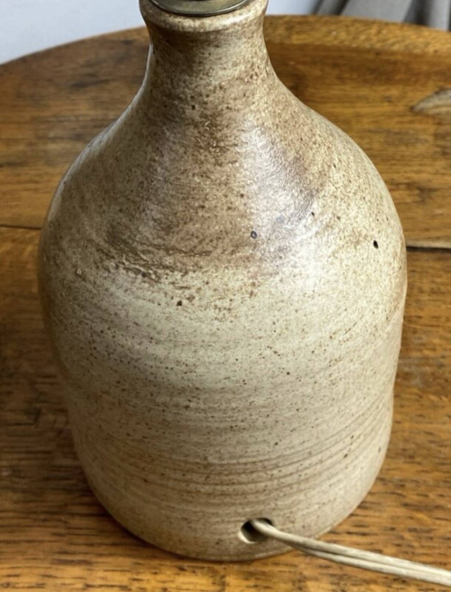 Stoneware lamp, wool lampshade