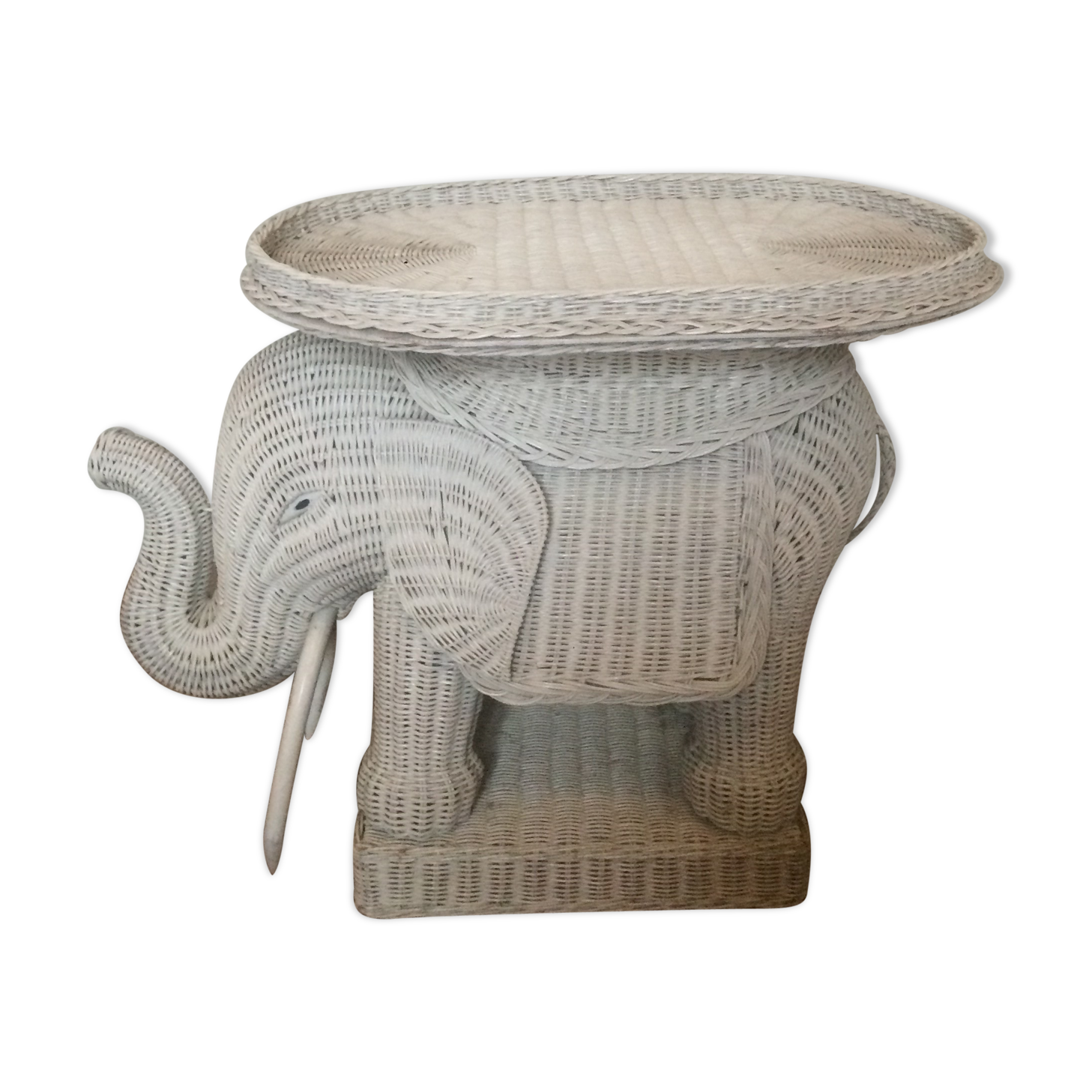 Vintage elephant wicker table 70
