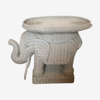 Vintage elephant wicker table 70