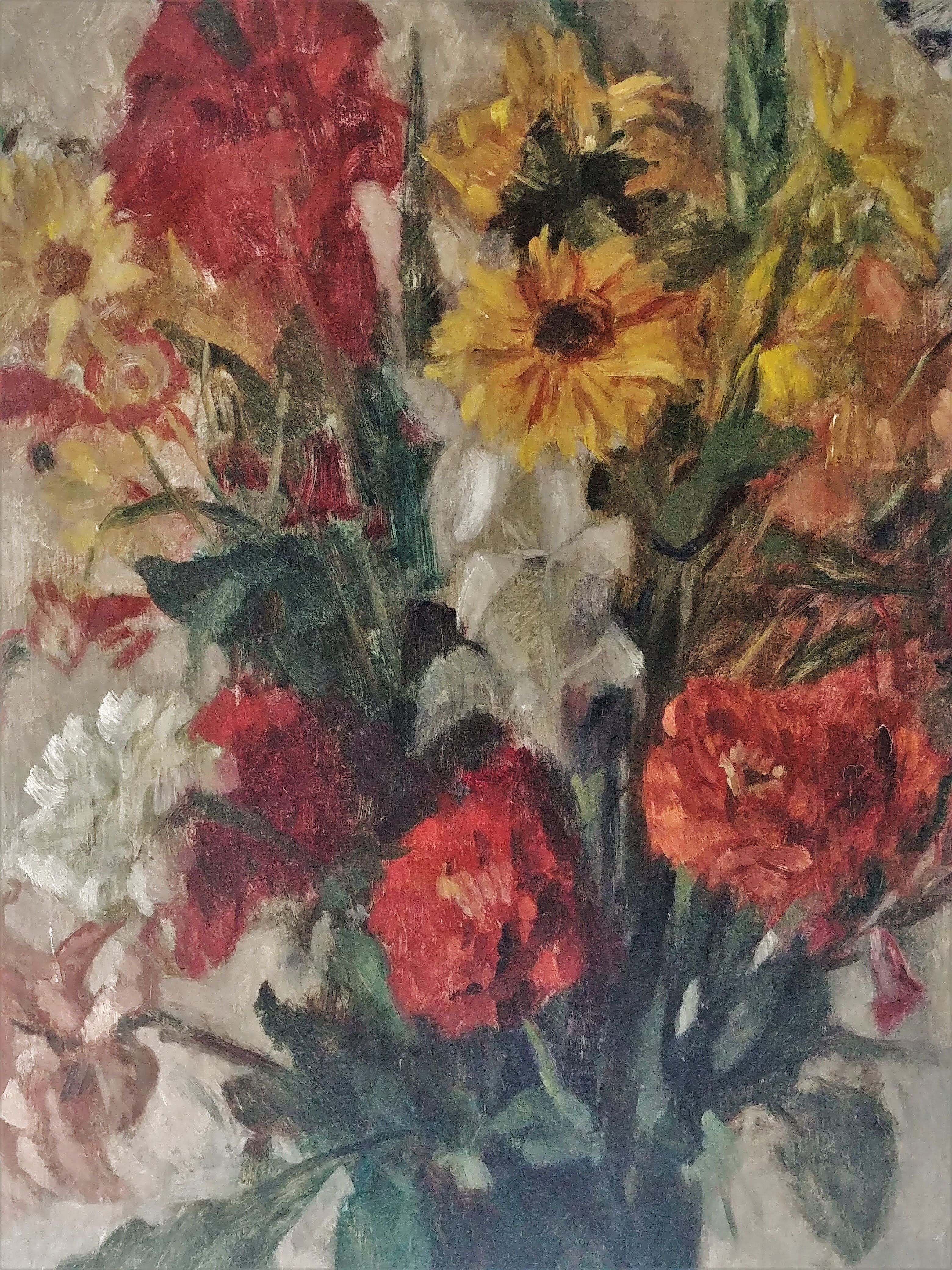 Old painting bouquet of flowers