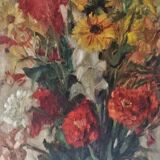 Old painting bouquet of flowers