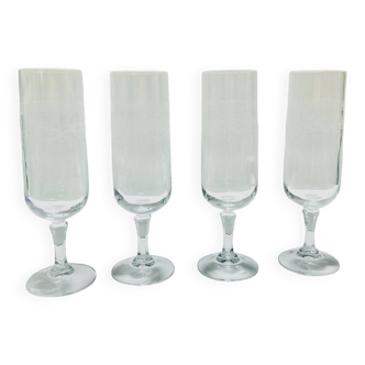 4 flûtes en cristal d'Arques, modèle Matignon