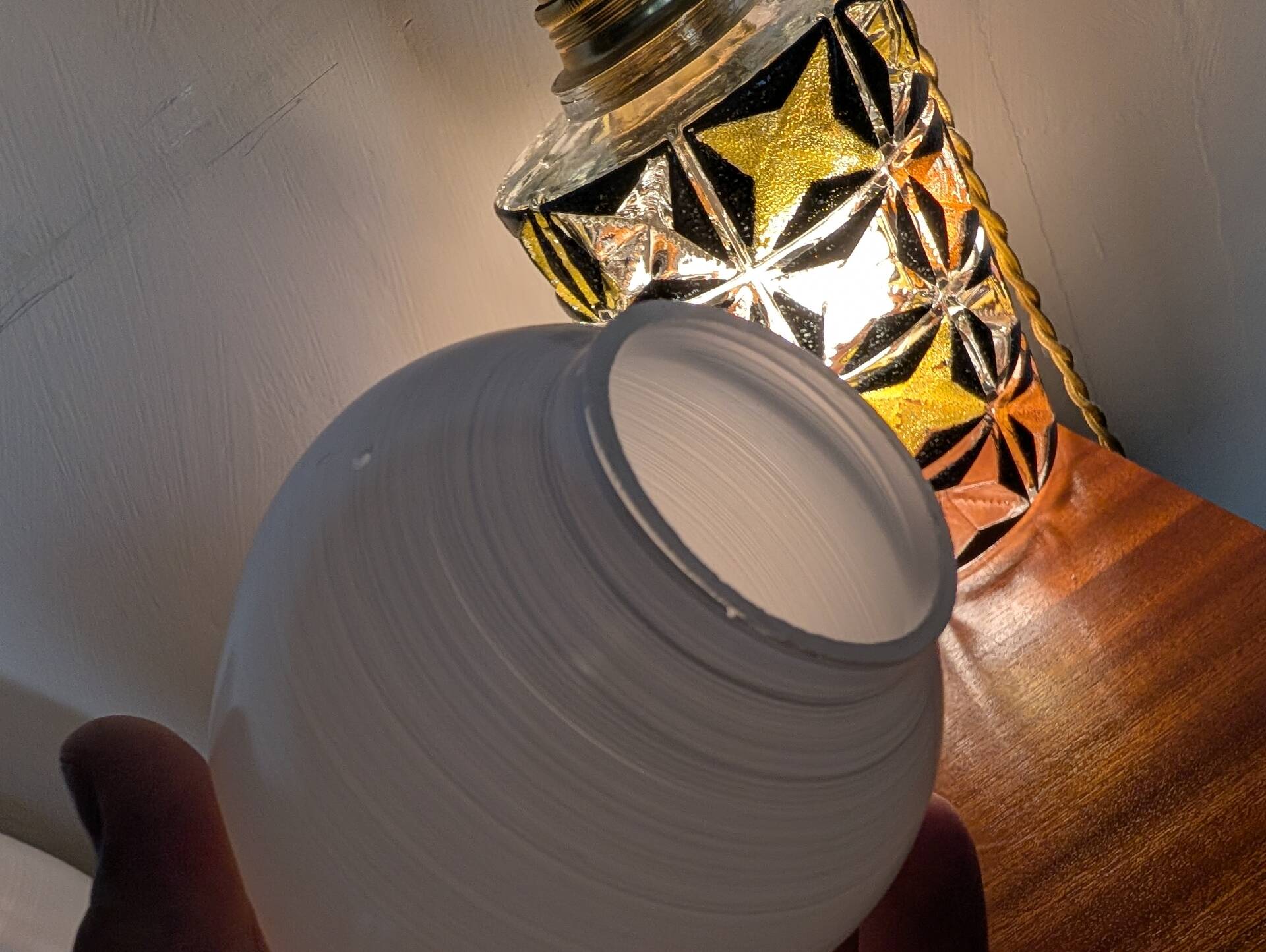 Pair of opaline glass tulip lamps, 1960s-70s