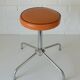 Vintage Orange Adjustable Swivel Vanity Stool Mid Century Modern Style 1970