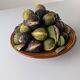 Trompe-l'œil fig plate in bread crumb ceramic, Andalusia, 1950s