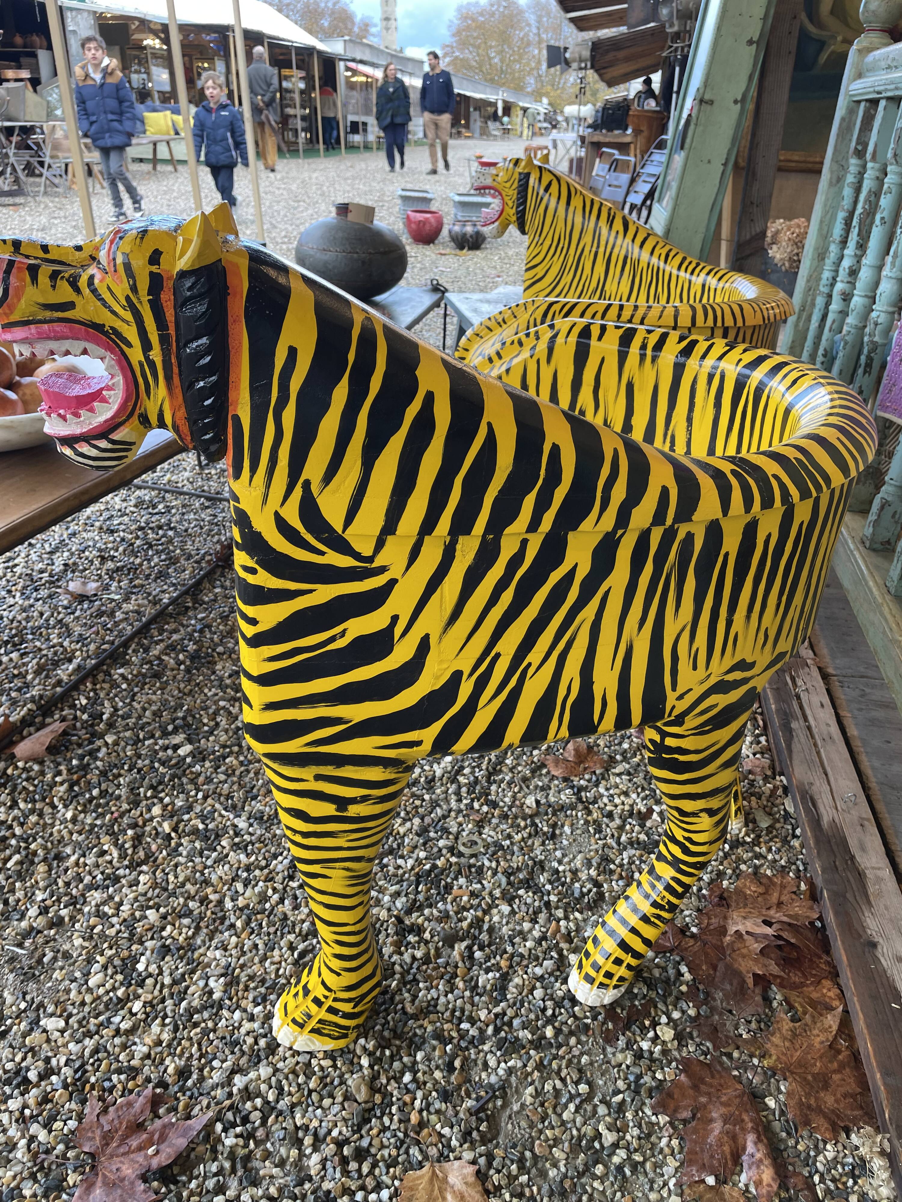 Painted wooden tiger chair