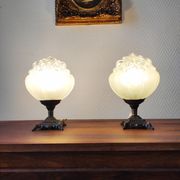 Pair of antique bubble globe lamps