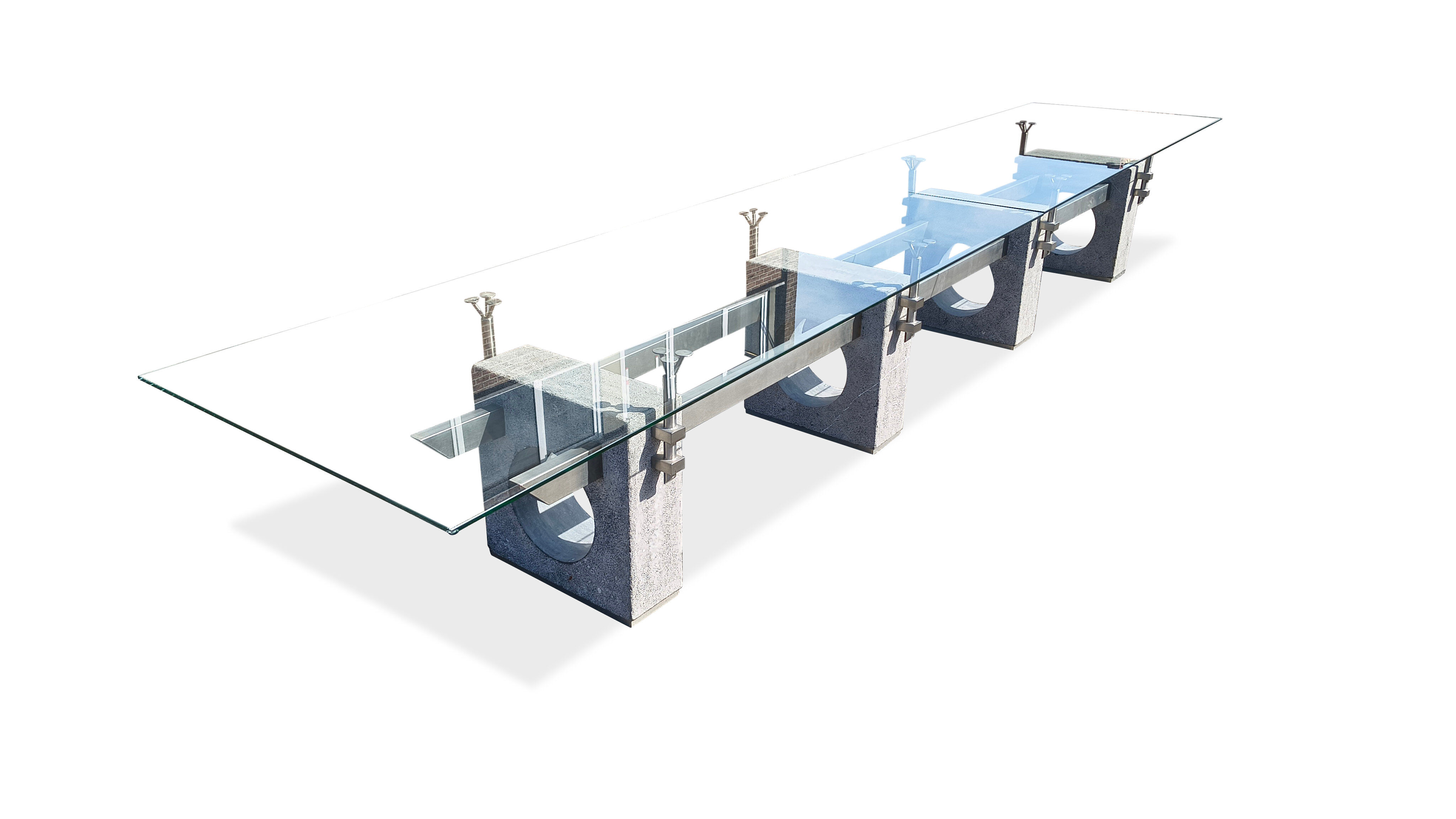 Huge brutalist concrete conference or dining table, 1970s