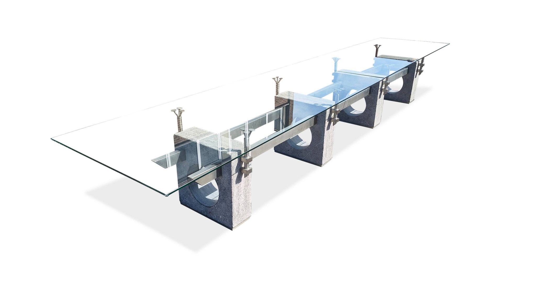 Huge brutalist concrete conference or dining table, 1970s