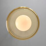 Vintage Italian Chrome and Glass Pendant Lamp, 70s