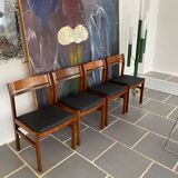 Set 4 Scandinavian teak chairs vintage 60s