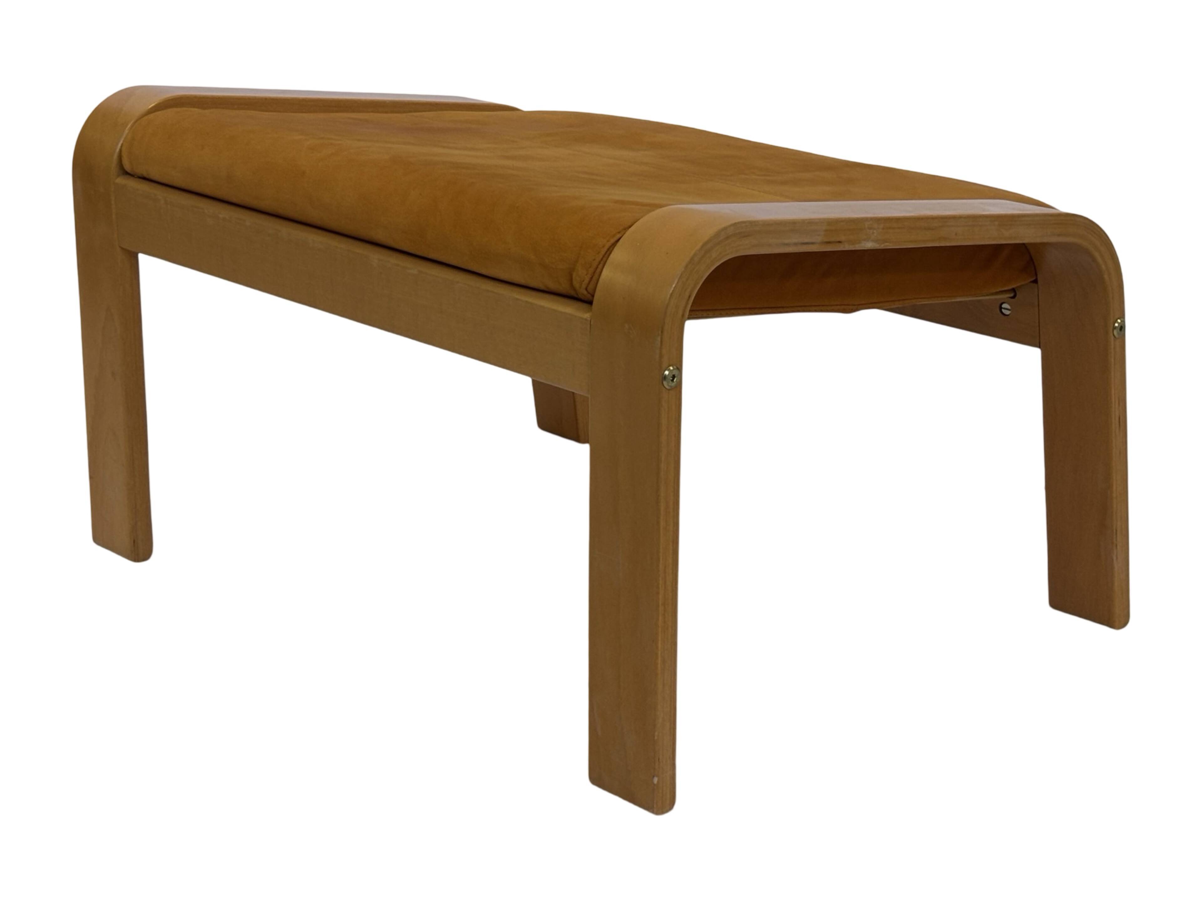 Vintage ikea poang tan leather cantilever footstool ottoman design