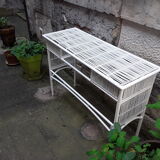 Vintage rattan garden console table