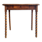 Turned wood side table - and its drawer
