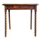 Turned wood side table - and its drawer