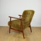 Vintage armchair, 1970s red fox - high pile khaki / olive - long pile