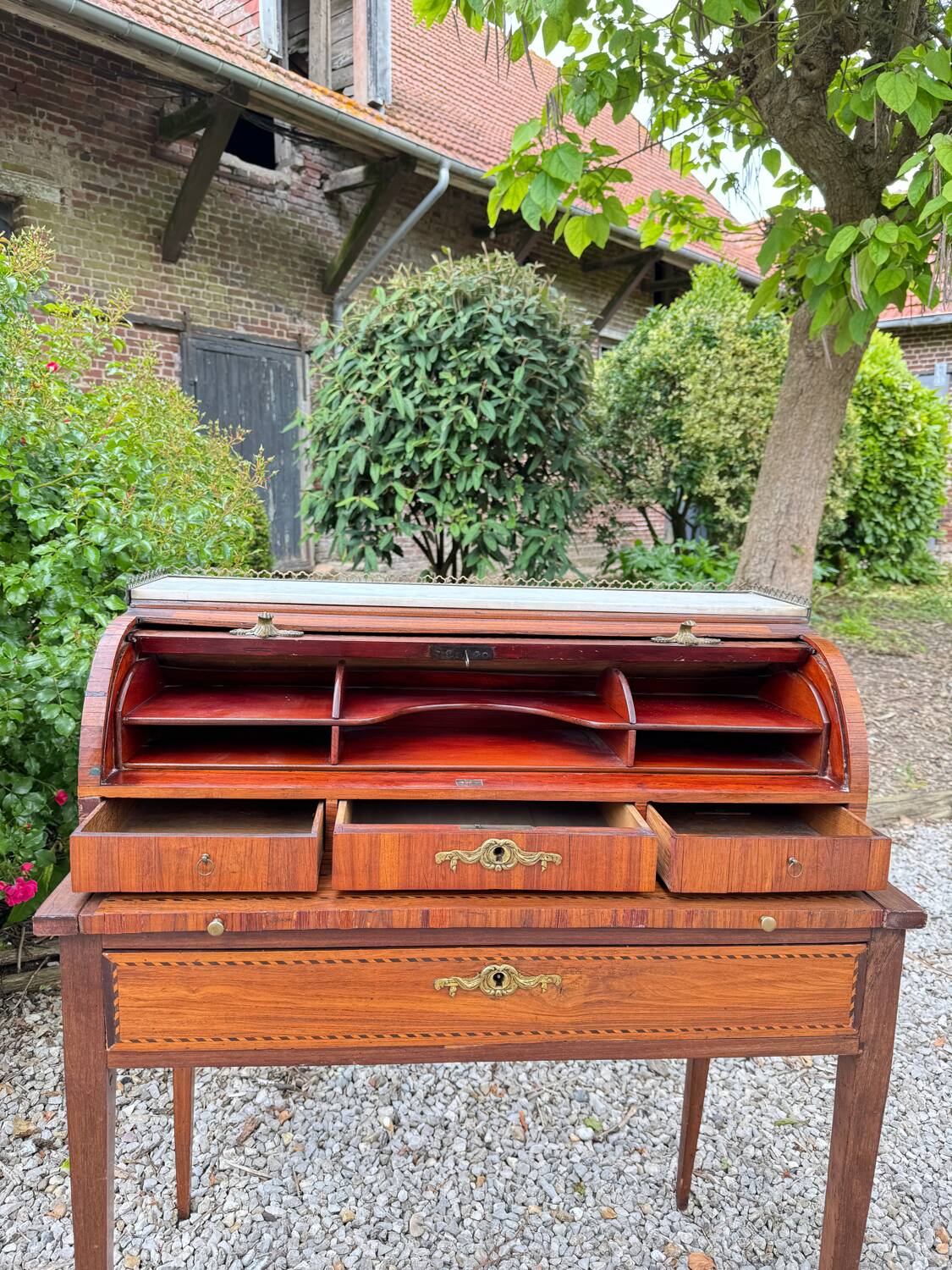 Vassou Jean Baptiste Cylinder Desk In Marquetry Louis XVI Period XVIII Eme Century