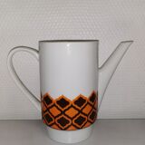 set of 3 Vintage Teapot Coffee Makers Orange Porcelain Pattern