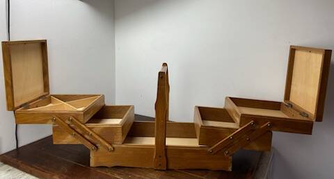 Wooden sewing box