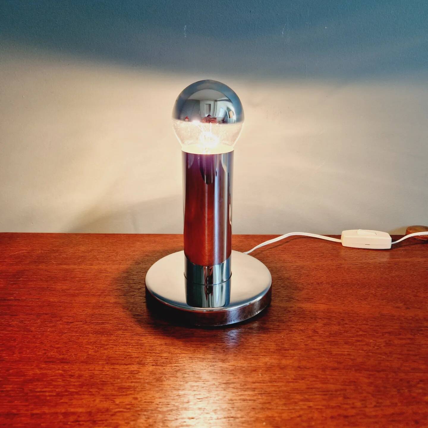 Space Age tubular lamp in chrome metal, 1970s
