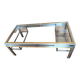 Guy lefèvre for maison jansen coffee table in brushed steel and brass 1970