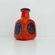 Scheurich West Germany Bay ceramic vase orange with blue fossils, 1970s