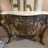 Metal and marble console