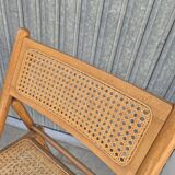 Set of 4 vintage Italian folding chairs in cane 1970s
